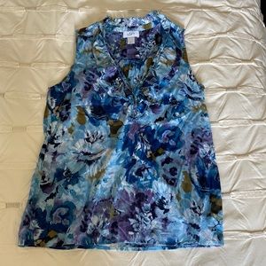 Floral v-neck ruffle blouse